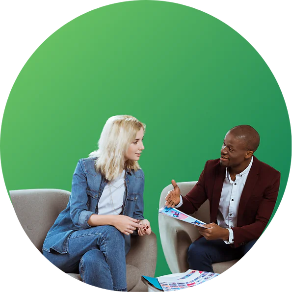 Two consultants in conversation