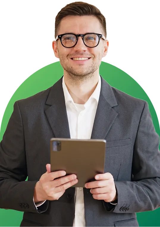 SmartChoice consultant holding a tablet