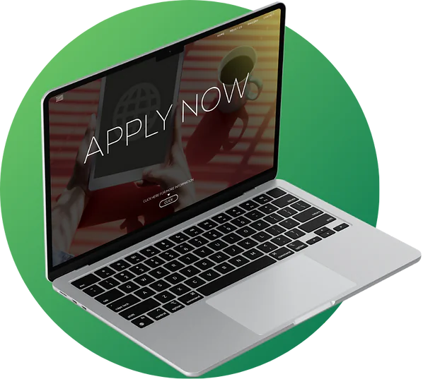 Laptop showing an Apply Now hiring screen