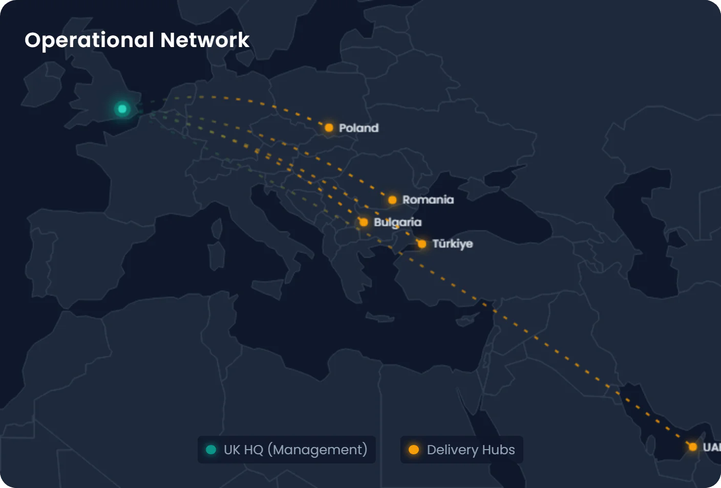 Map of the SmartChoice delivery network across the UK and Eastern Europe